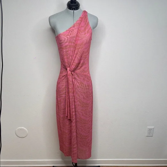 Vix Paula Hermanny Diani Kiana Maxi Cover Up Dress Pink Tiger Print NWT Size S - Picture 1 of 10